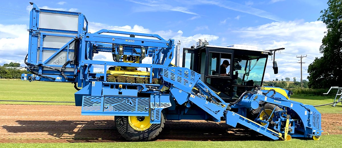A FirelyTurf Harvester Being Demonstrated at our farm. This Machine Is The Future In Turf Harvesting